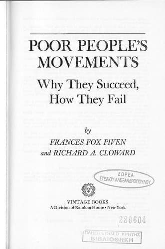 Poor People's Movements: Why They Succeed, How